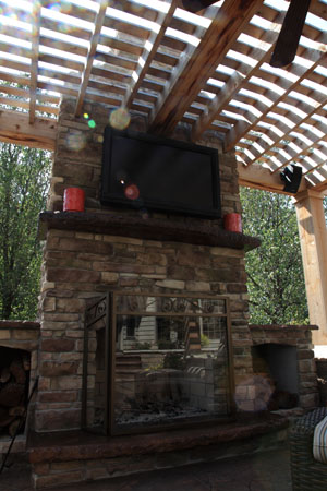 Custom Concrete Outdoor Fireplace Mantel